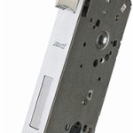 Cerradura para embutir para puerta de recámara, acero inoxidable, satinado