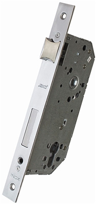 Cerradura para embutir para puerta de recámara, acero inoxidable, satinado