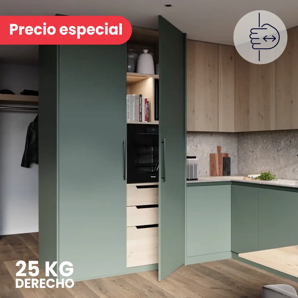 Kit Sistema corredizo CONCEPTA 3 PULL capacidad de carga 25kg, para puertas de madera abatibles e insertables sin jaladera, derecho