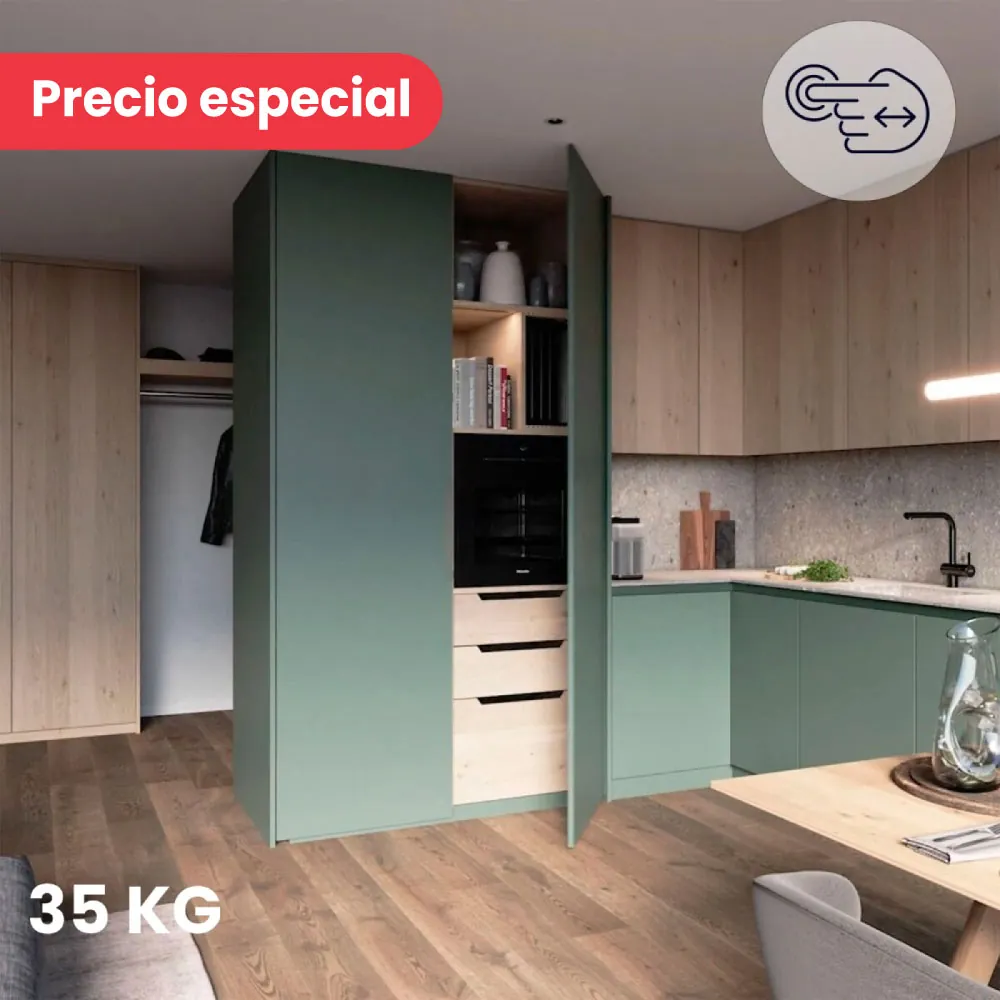 Sistema corredizo CONCEPTA 3 PUSH capacidad de carga 35 kg para puertas de madera abatibles e insertables sin jaladera