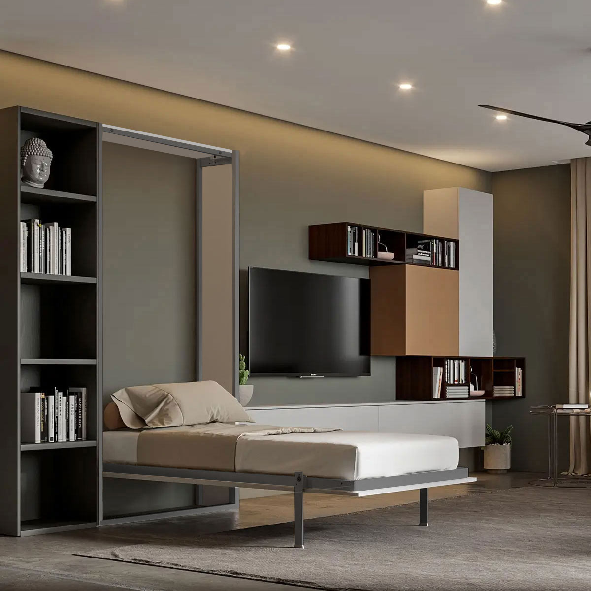 Herraje EASY para cama abatible Individual con mecanismo, color antracita