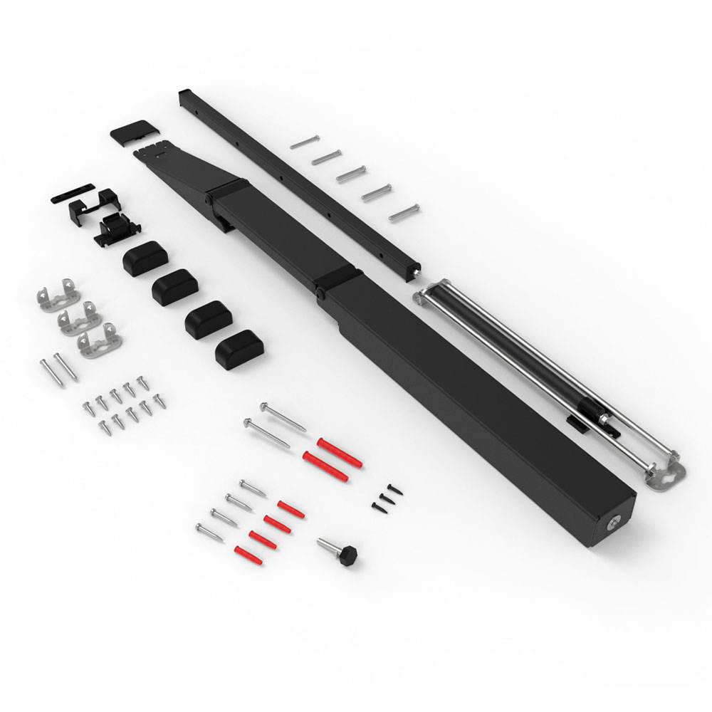 Herraje para mesa plegable TopSwing para anchos de 600 a 800 mm, color negro